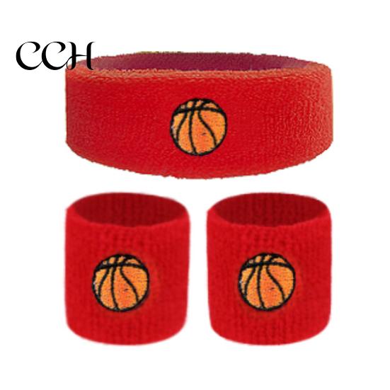Bequemes Sport-Armband 1 Set Kinder-Stirnband Ballstickerei Dehnbar Atmungsaktiv Jungen Mädchen Schweißabsorbierend Gestrickt Basketball Volleyball