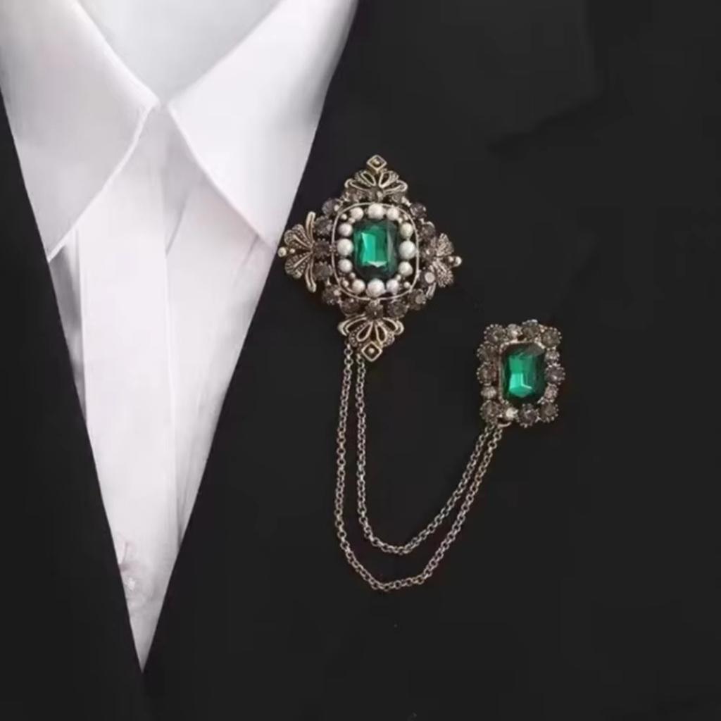 Vintage Brooch with Chain for and Trench Coats - Women's Lapel Pin Accessory