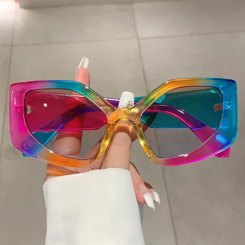 Oversized Rainbow Cat Eye Sunglasses Women For Men Luxury Brand Designer Vintage Sun Glasses Popular Punk Big Frame Shades
