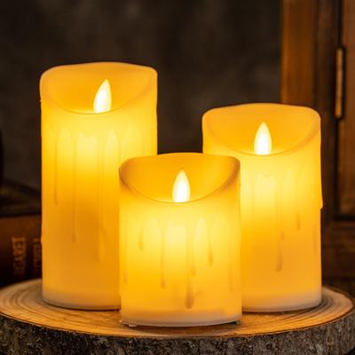 Waterproof Flameless Candles Battery Operated LED Candles with Remote Control Flickering Fake Pillar Candles for Wedding Halloween