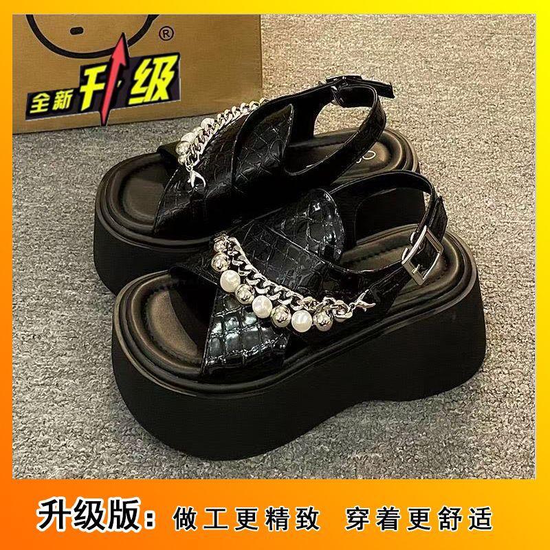 

Носите изысканные детские сандалии-бублики 2025 года, новые популярные летние сандалии с толстой подошвой, увеличивающие рост, с юбкой в стиле «ниша» 35