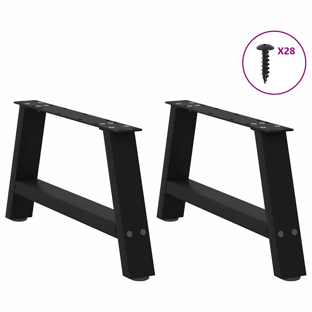 Vidaxl Coffee Table Legs, 2 Pcs, Black, 70X(30-31) Cm, Steel