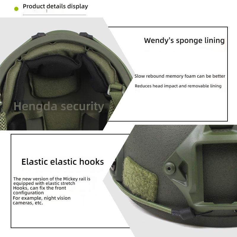 Casco Tattico FAST in Fibra di Vetro, Leggero 1.5kg, Imbracatura Interna Wendy, Guide Laterali Aggiornate, Regolabile 57-61cm per Softair CS Caccia