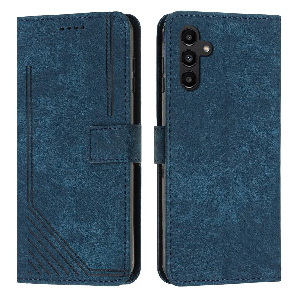 For Samsung Galaxy A55 5G Leather Cover Skin-Feel Finish Line Imprinted Phone Case