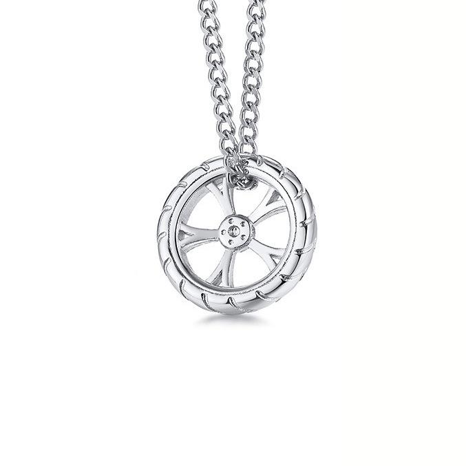 Metal Jewelry Tire Pendant Steel Men'S Necklace Hip Hop Style Casting Accessories