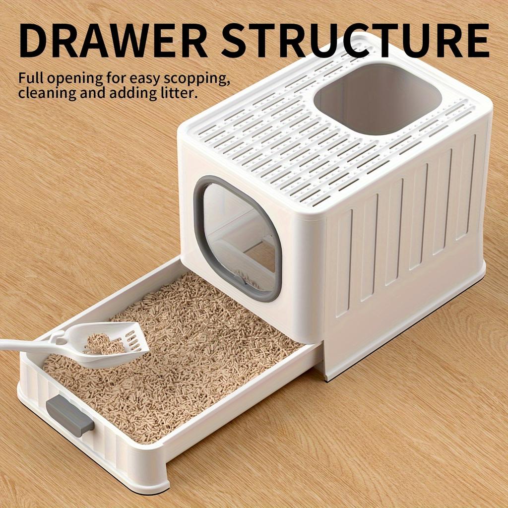 1 Large Covered Cat Litter Box with Odorless Self-cleaning and Deodorizing Filter, Enclosed and Easy To Clean Design