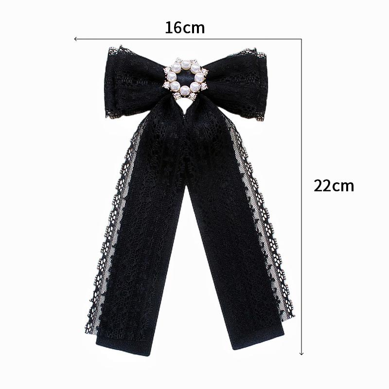 Koreanische Damen Spitzen Fliege Brosche Schwarze Kamelienblüte Perle Hemdkragen Nadeln Schleife Band Hochzeitsparty Krawatte
