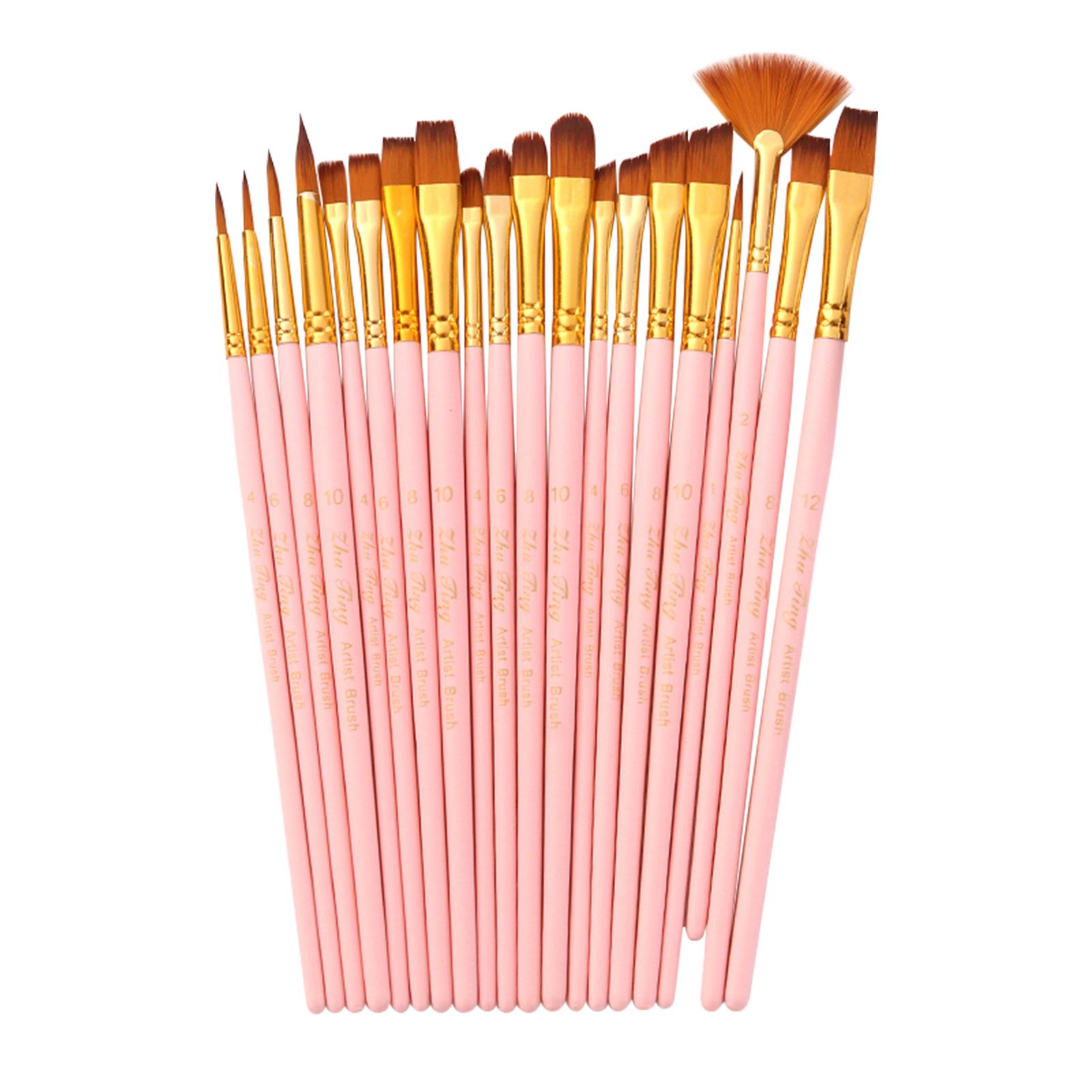 

20 шт., набор кистей для рисования, набор кистей для художников, кисти нескольких средних размеров с нейлоновыми ворсами для розовый