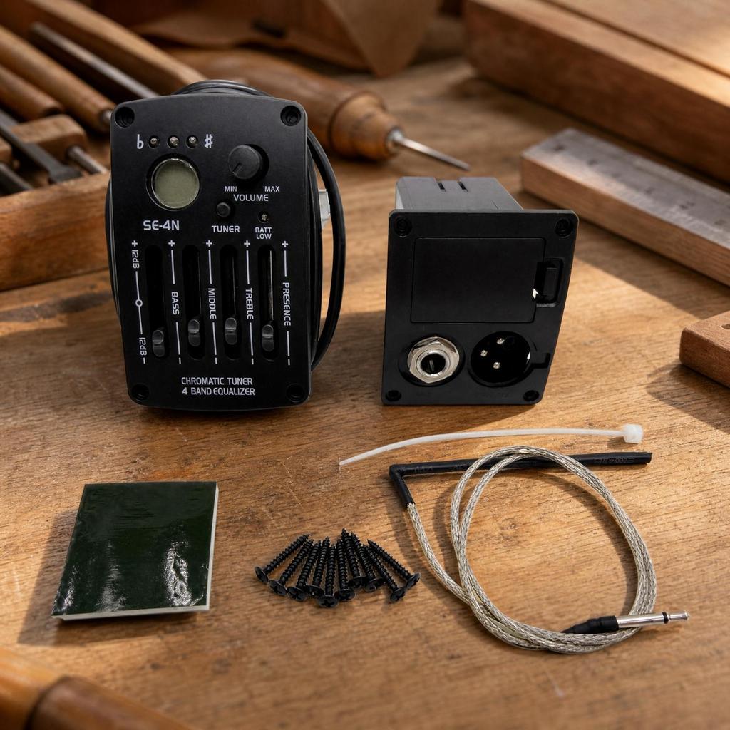 SEN44N Acoustic Guitar Pickup System Low Indicator 4Band Tone Control with Digital Tuner