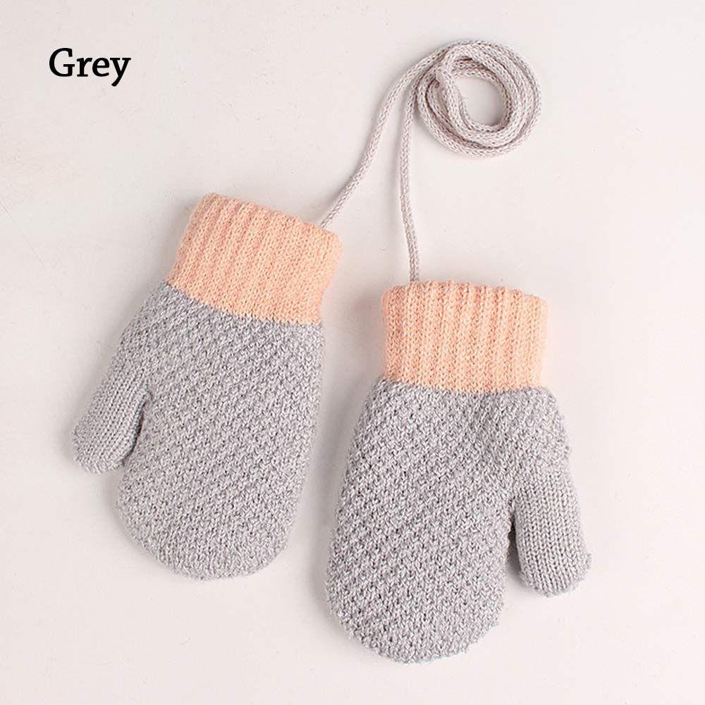 

Children Soft Plush Kids Gloves Cute Knitted Mittens Thick Warm серый