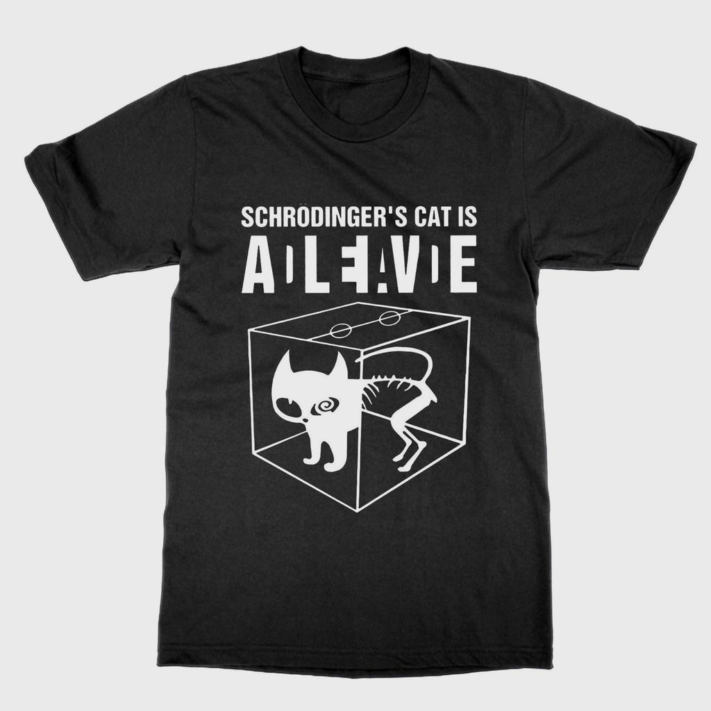 Funny Schrdingers Cat Quantum Physics Unisexs T Shirt Unisex Tee Spring Summer Humor Novelty Streetwear Oversize Cotton Loose Top