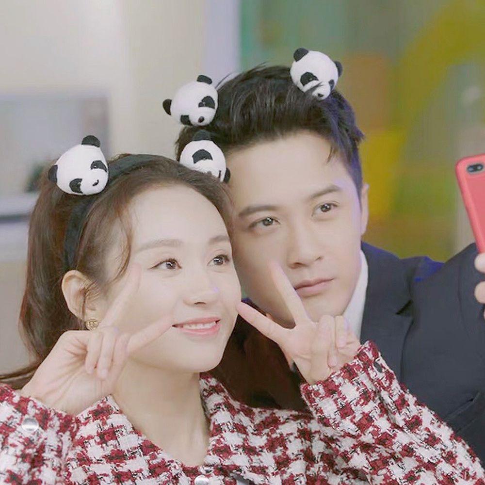 Head Doll Cartoon Design Korean Style Hair Wear Women Hair Accessories Panda Scrunchies Plush