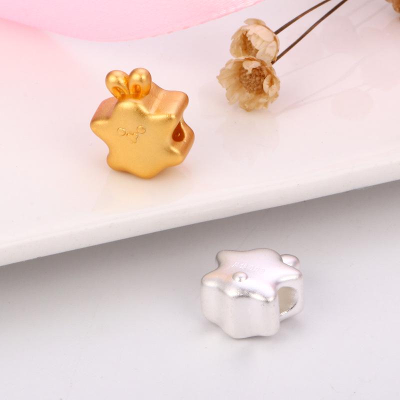 S999 Sterling Silver Star Rabbit Spacer Beads for DIY Bracelets