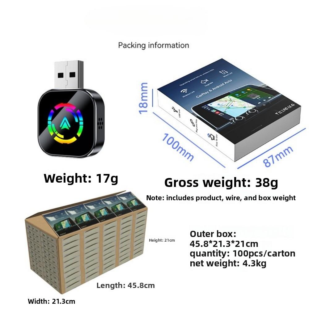 Wireless CarPlay Box 2 in1 Smart Adapter for Android Auto CarPlay Convert Wired to Wireless