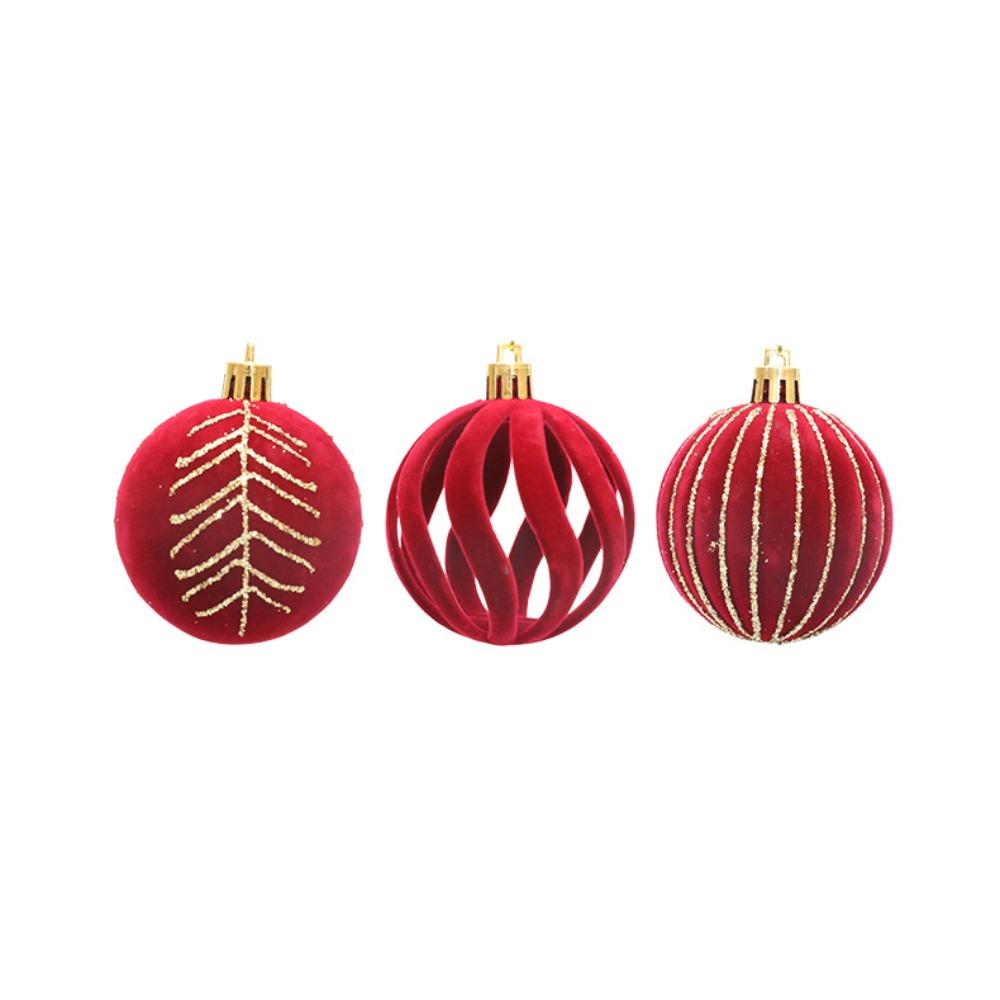 Christmas Ball, Red, Plush, Painted Ball, Christmas Tree Decoration, Hanging Ball, Window Decoration, Decoration, Christmas Velvet Ball