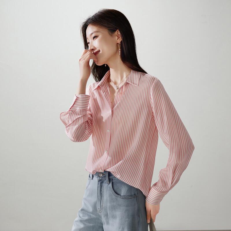 SOFSIL Women s Pink Stripe Silk Shirt L