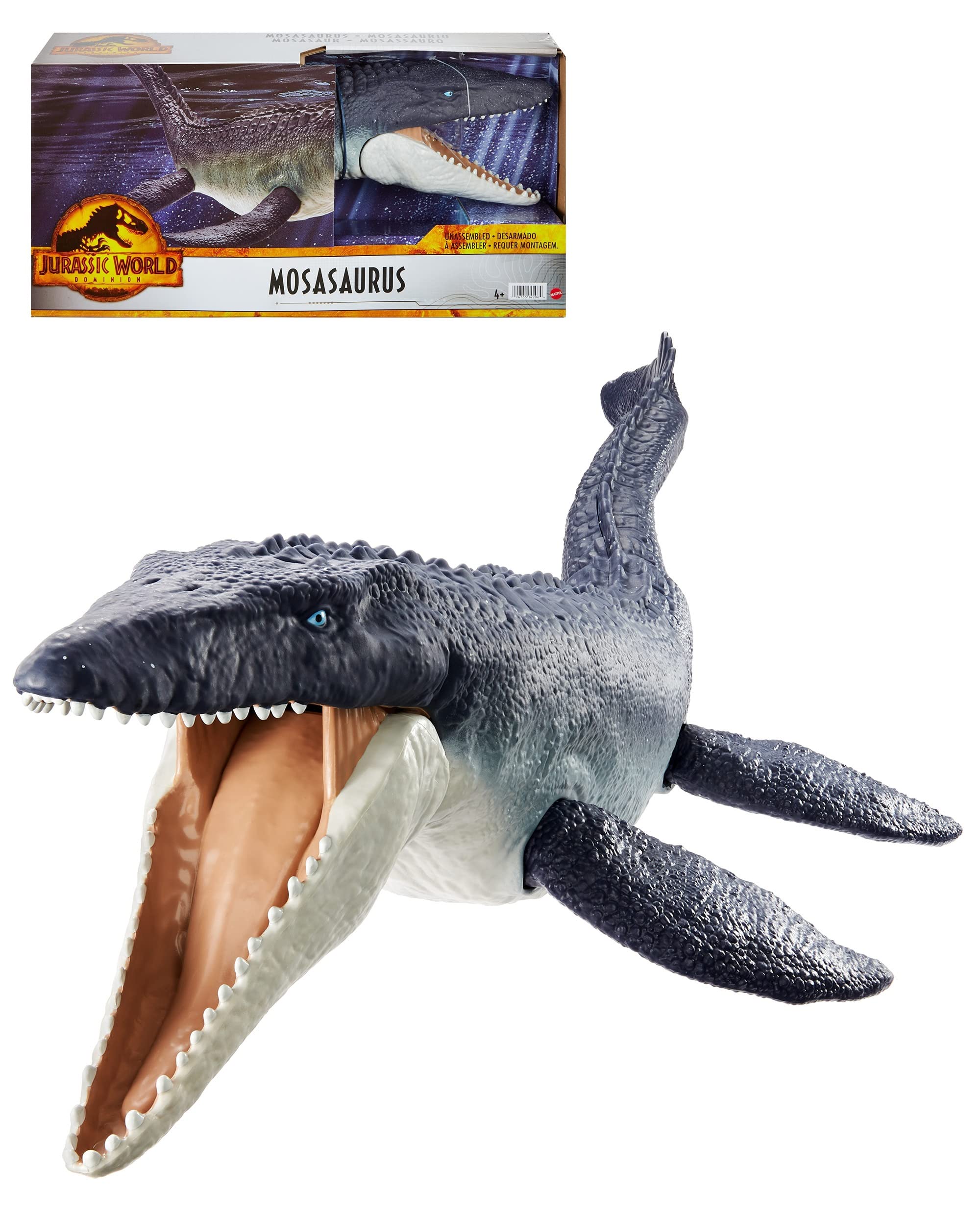 

Mattel Мир Юрского периода (МИР ЮРСКОГО ПЕРИОДА) Завоеватель моря Мозазавр [Общая длина: приблизительно. 75 см] [Возраст от 4 лет] HNJ56 Navy Large