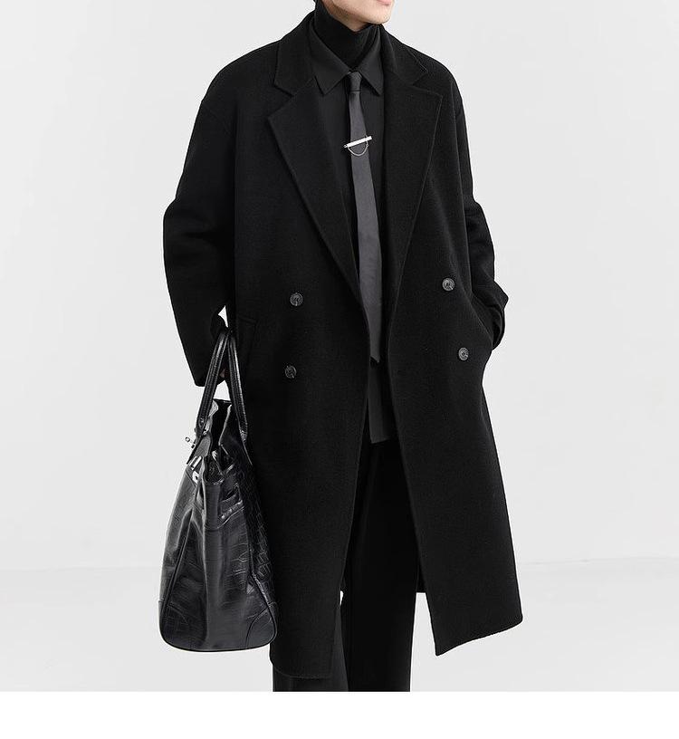 Men's Long Wool/Down Lapel Winter Coat
