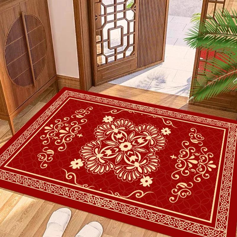 New Chinese Style Festive Red Carpet Living Room Sofa Bedroom Study Kitchen Entrance Door Mat Non-slip Home Decoration Rug