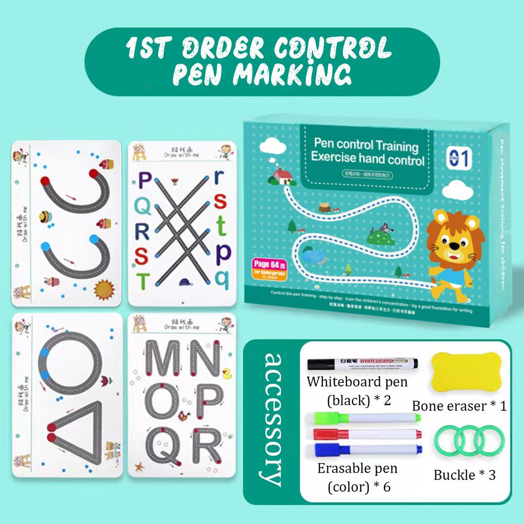 136Page Children  Drawing Toy Pen Control Training Color Shape Math  Game Set Toddler Learning Educational Toy 1ml