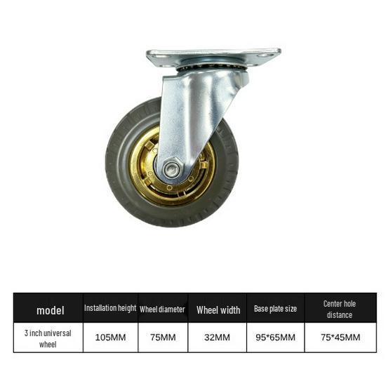Gold-Plated Silent Rubber Casters with Brake - 3, 4, 5 Inch Options