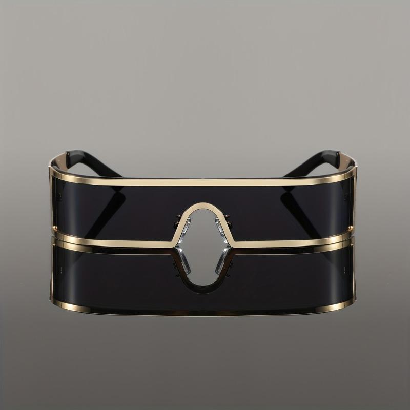 Non-polarized Vintage Trendy Design Small Frame Punk One-Piece Women Men Sunglasses Metal Frame Outdoor Driving Men Sun Eyeglasses