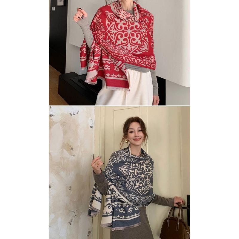 Women S Ethnic Style Faux Cashmere Scarf Warm Thick Travel Shawl