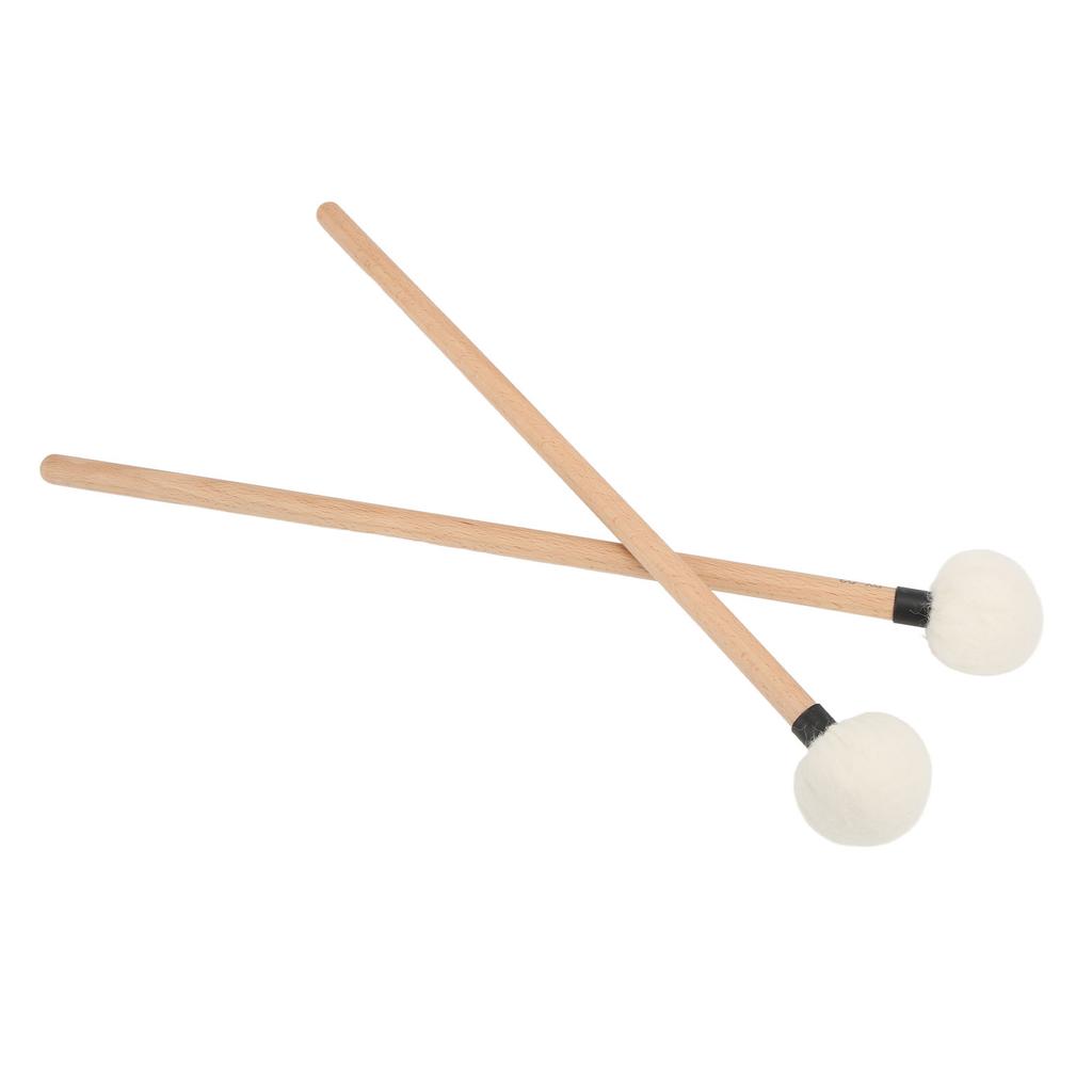2Pcs Drum Mallet Felt Head Wooden Handle Non Slip Instrument Accessory Set Kit for PlayingBlack