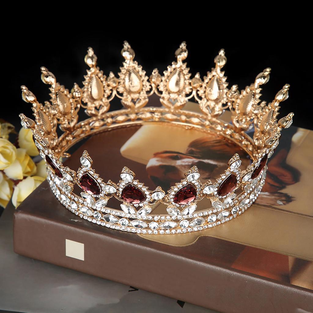 Hochzeit Haarschmuck Strass Tiara Runde Krone Handgefertigt Braut Abschlussball Schmuck