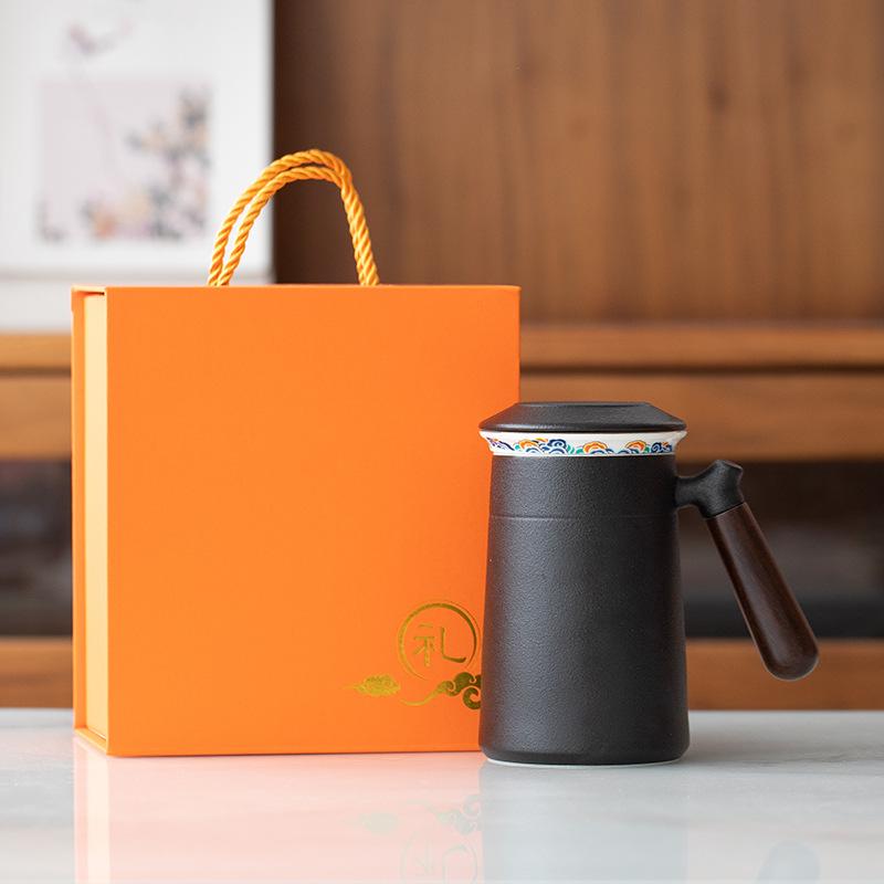 Coarse pottery personal special ceramic tea cup office home high-end business gift tea separation at hand