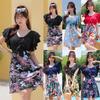 Plus Size Floral One-Piece Skirted Tummy Control Women's Swimsuit for Seaside Vacations