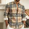 Best-Selling Men's 3D Printed Plaid Long-Sleeved Shirt, Fashionable Men's Shirt, Outdoor Casual Street Style Shirt