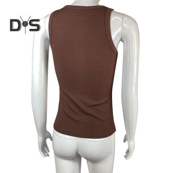 Women Vest Round Neck Sleeveless Elastic Slim Fit Tops Solid Color Sport Camisole Summer Gym Fitness Tops