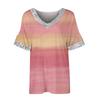 Damen-T-Shirt, bedruckt, V-Ausschnitt, Pailletten, kurzärmelig, Sommer, lässig, lockeres Oberteil