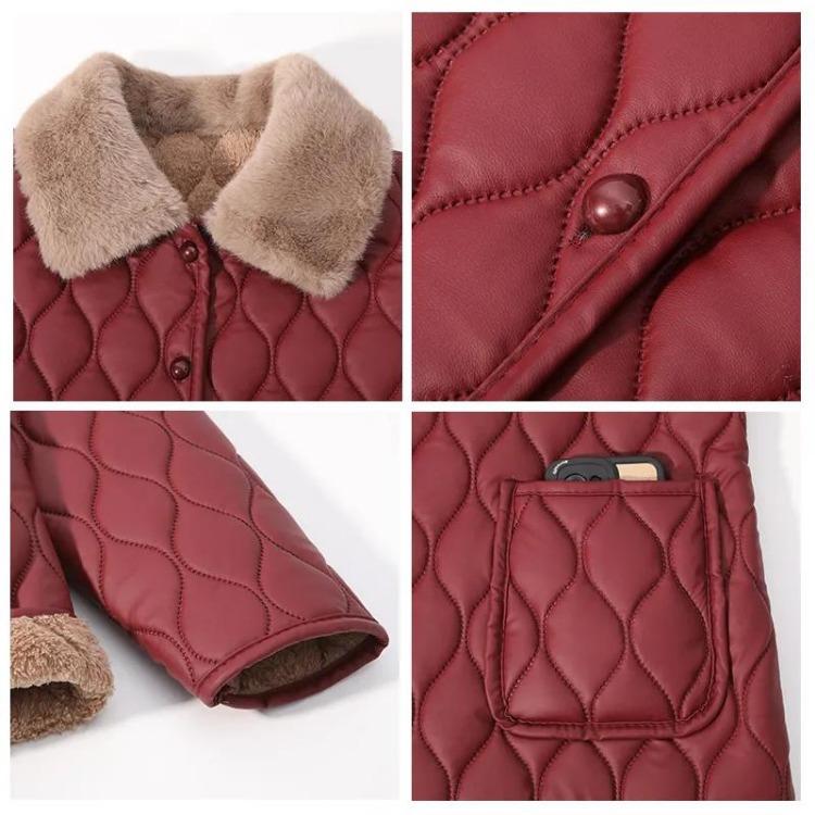 Winter Warm Cotton Padded Jacket Loose Coat Autumn Velvet Outerwear for Older Women Moms