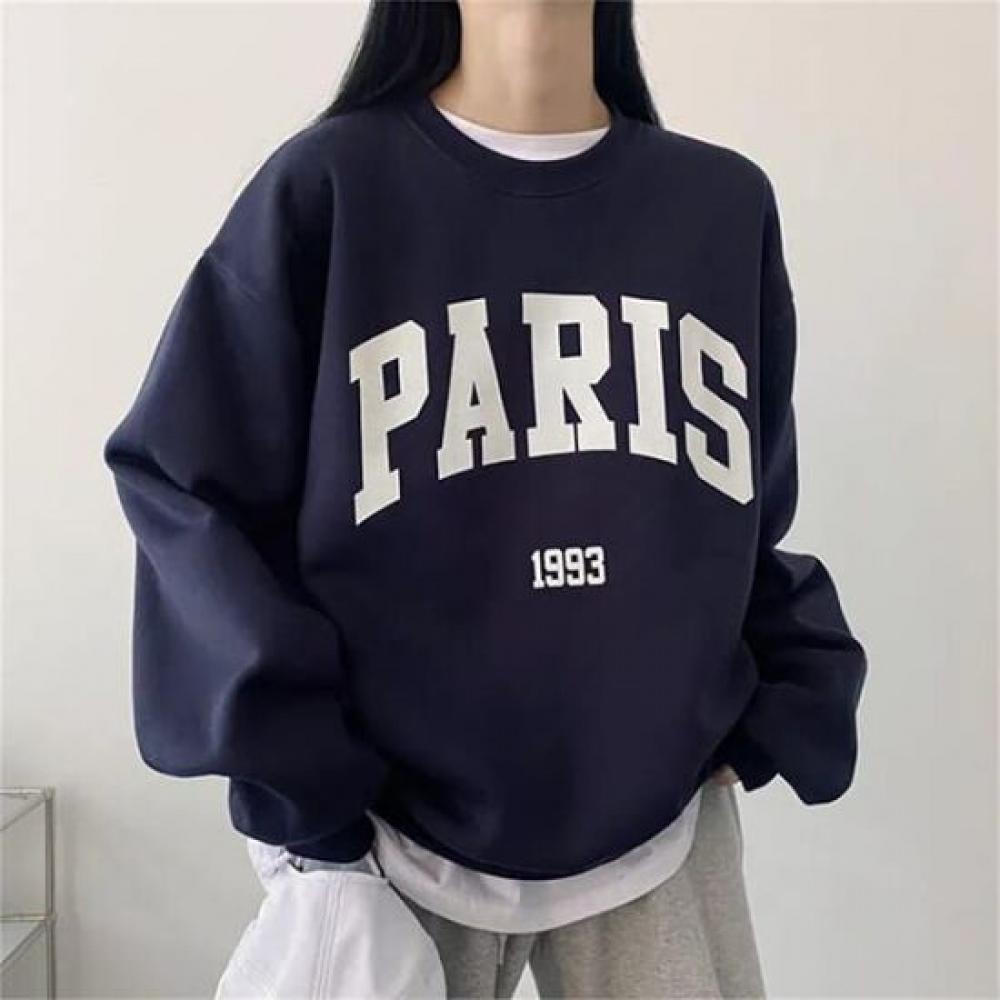 Navava Women Paris Lettering Long Sleeve Sweatshirt Nt2216