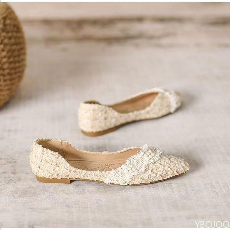 Fashion 2025 Summer New Shoes Ladies Elegant French Flats Fairy Gentle Lightweight Shoes Sharp Pointed Comfortable Women's Flat Mujer