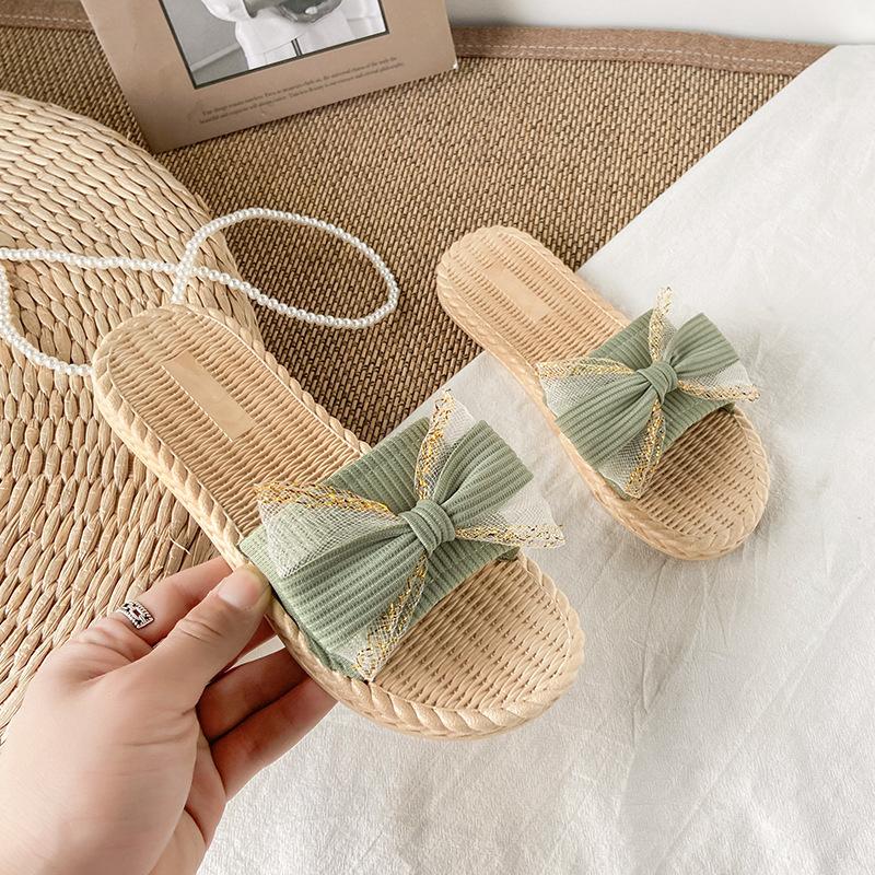 Ladies New Slippers for Summer Wear, Fashion Bow, Fairy Wind Beach Shoes, Sandals, Indoor and Outdoor Slippers