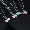 Ti Jia Women's Double Heart Necklace - Red, Blue, Pink Enamel Hearts, Unique Design Clavicle Chain