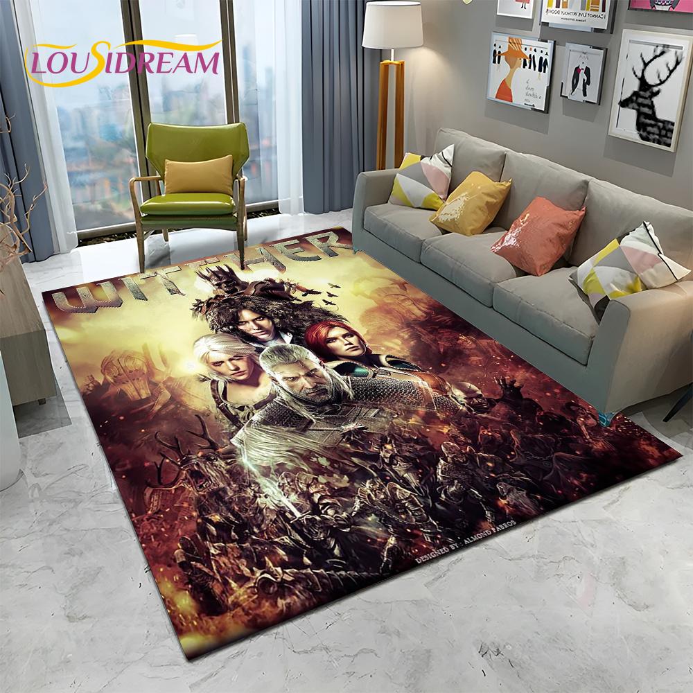 3D W-Witcher Games Gamer TV Cartoon Carpet Rug for Home Living Room Bedroom Sofa Doormat Decor,kids Area Rug Non-slip Floor Mat