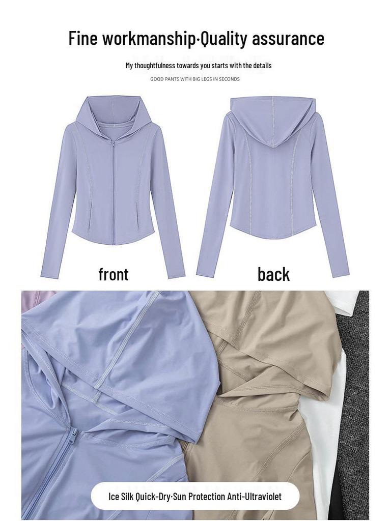 Dámská rychleschnoucí sada na jógu z ledového hedvábí pro venkovní sporty - bunda a kalhoty