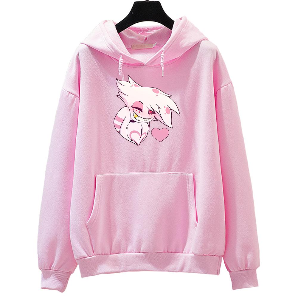 Angel Dust Hooded Anime Print Casual Cotton Tee-shirt Cartoon Harajuku Kawaii Sweatshirt for Boys/girls Manga Soft Clothes