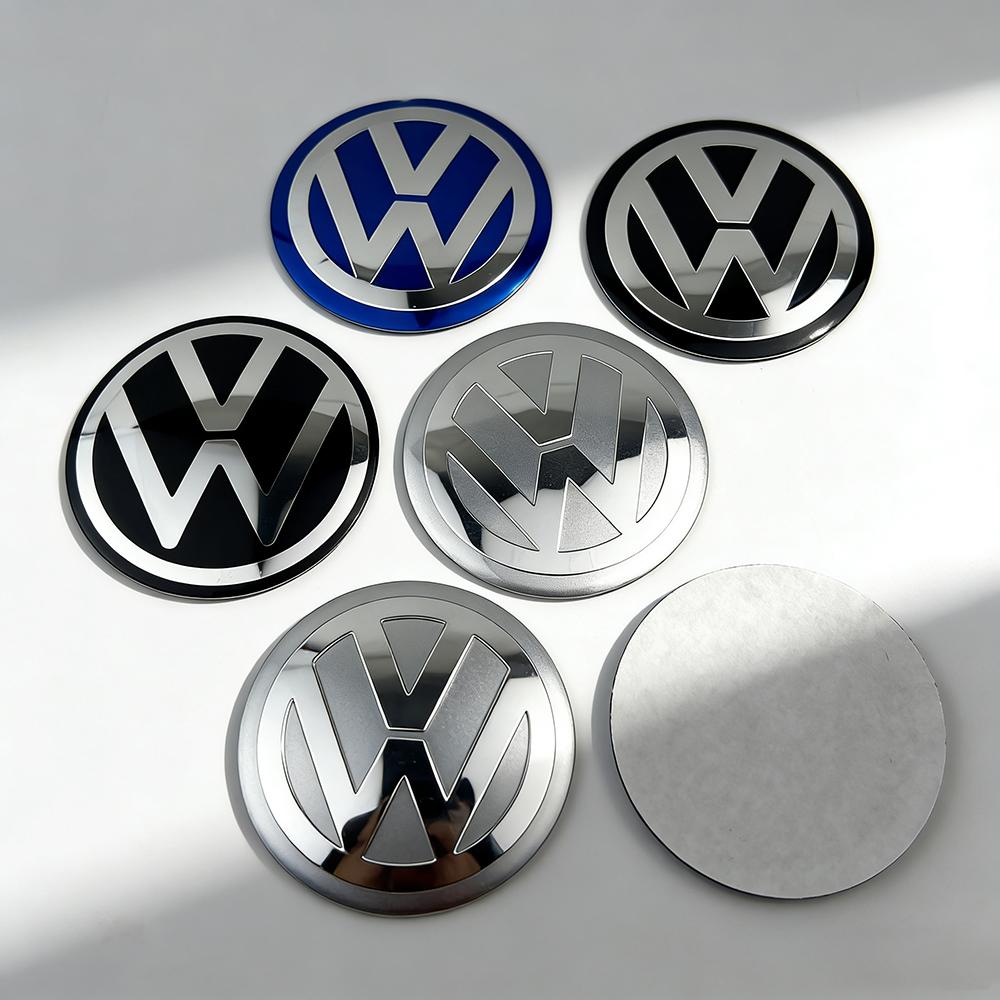 TCFJN1 4Pcs 56mm 60mm 65mm Car Wheel Center Hub Cap Rim Cover Stickers For Volkswagen VW GTI R-Line R Polo T5 Golf Passat B5 Scirocco