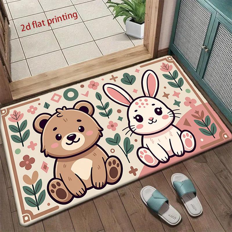 Cute Bear & Bunny Mat Living Room Decoration Home Sofa Non-Slip Carpet Study Bedroom Tatami Children'S Soft Floor Mat