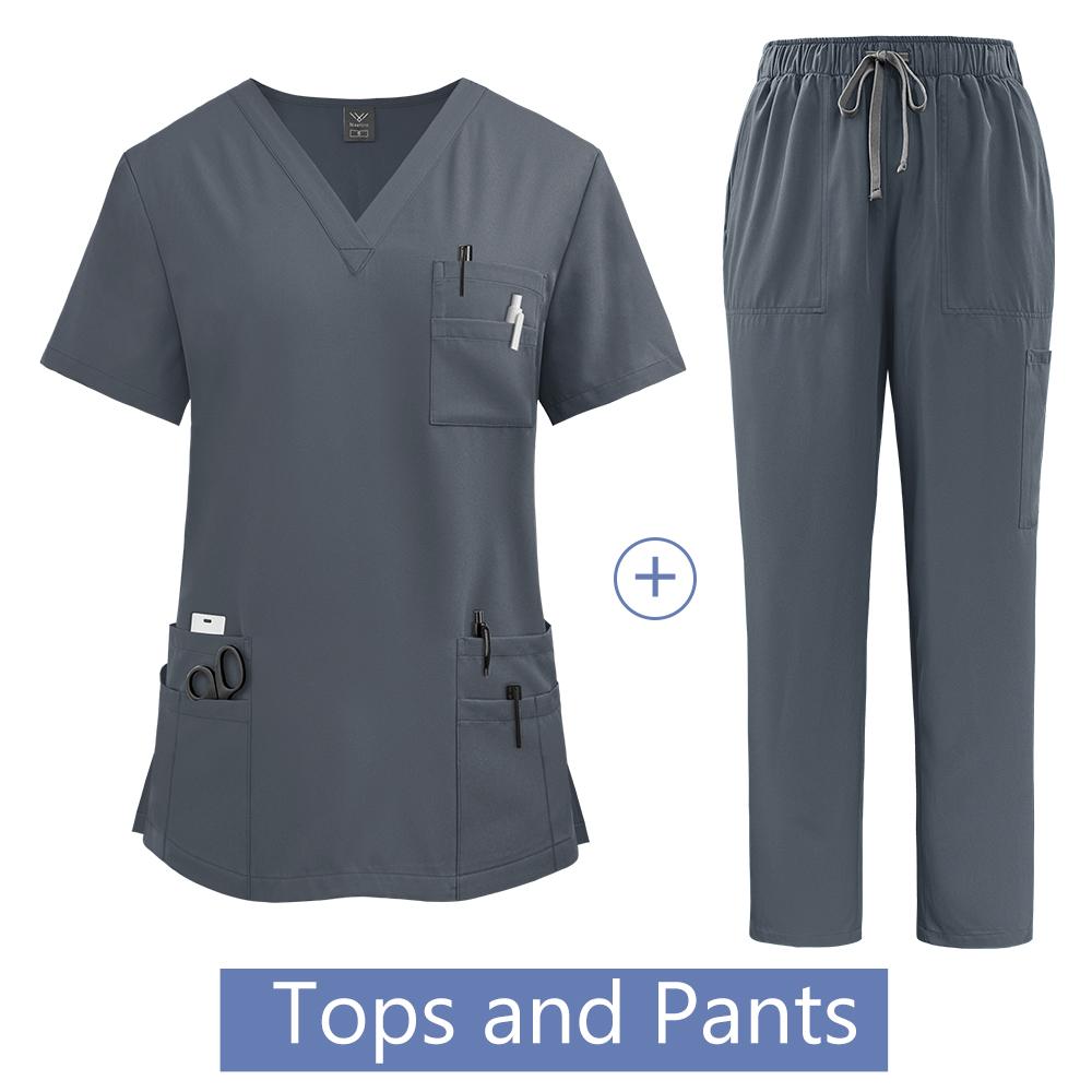 Nurses Hospital Uniforms Two Piece Stretch Straight Pants Scrubs Suits Nursing Articles Women Scrubs Spa Uniforms Sets