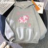 Cow and Strawberry Kawaii Hoodies Casual Pullover Loose Sweatshirt Aesthetic Clothes for Women Funny Sudadera Mujer Blue Cartoon