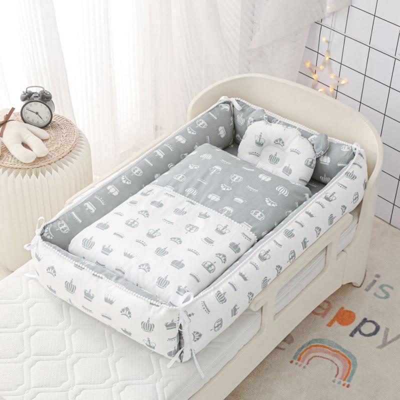 Foldable Portable Baby Crib: Anti-Pressure, Anti-Startle Pure Cotton Sleeping Bed