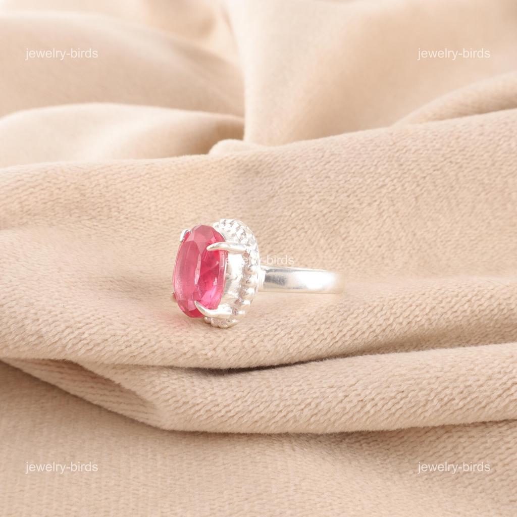 Heart Chakra Pink Tourmaline Stone Statement Ethnic New Ring 925 Sterling Silver RR-28-20