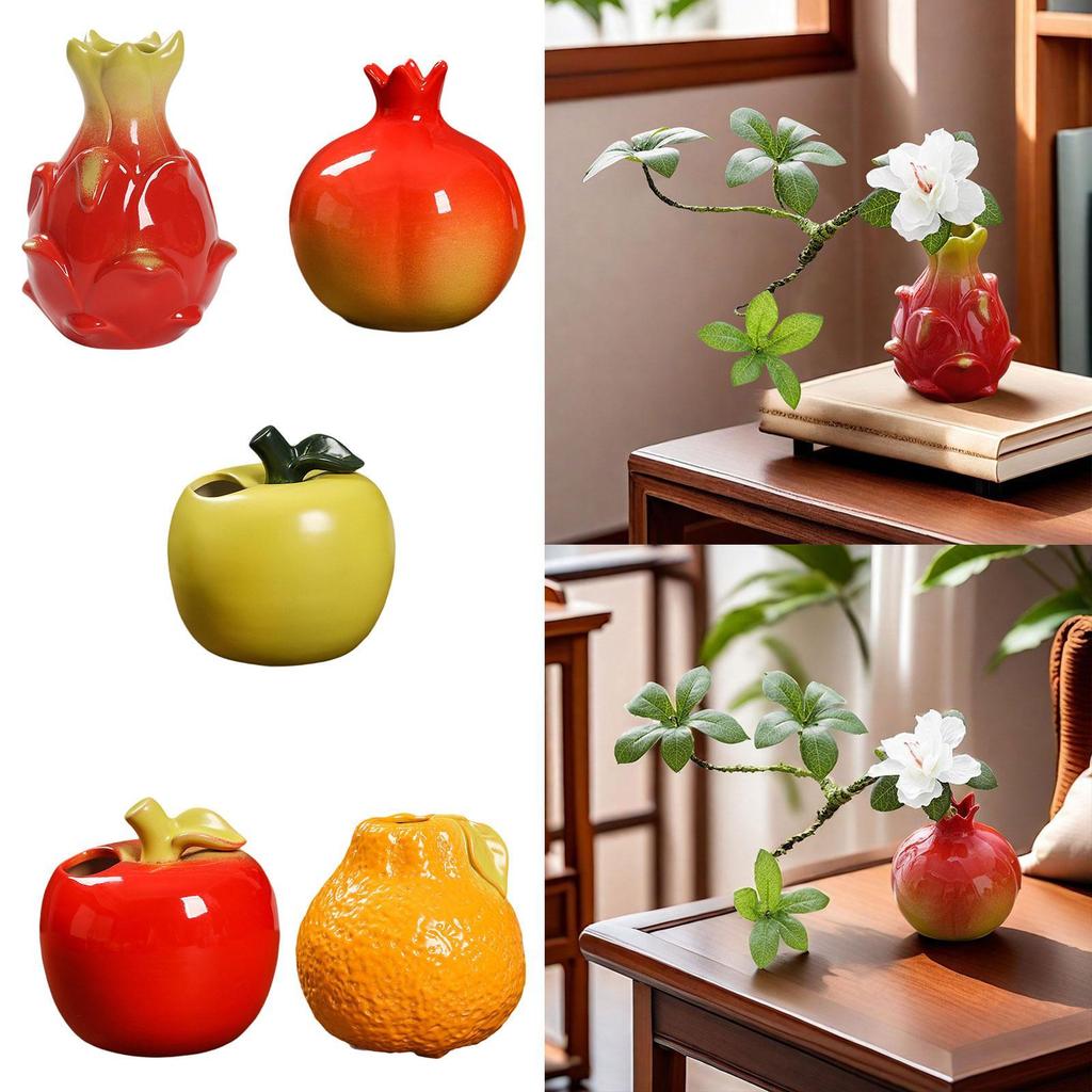 Fruit Shaped Ceramic Flower Vase Propagation Vase Bunch Storage Entryway Desktop Planter Living Room Ornament Minimalist