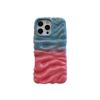 Color Block Pink Cream Textured Case with Lanyard for iPhone 14/15/16 Pro Max & Apple 17